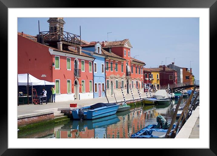 Boats on the canal  Framed Mounted Print by Steven Plowman