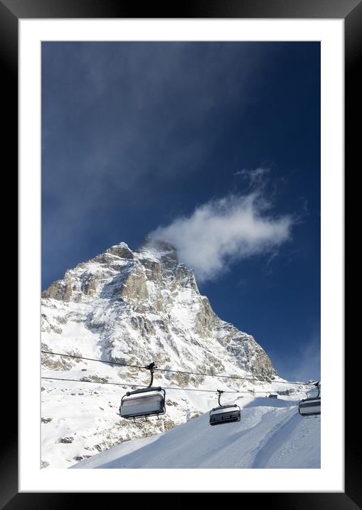 Snow cloud on The Matterhorn Framed Mounted Print by Steven Plowman