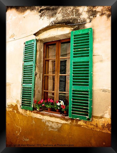 Classic Spanish Window with Flowers Framed Print by Mark Woodall