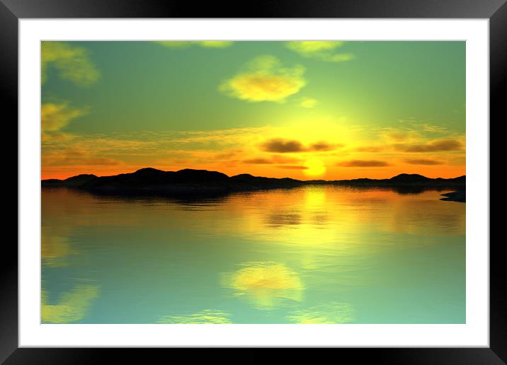 Sunset Island Framed Mounted Print by Hugh Fathers