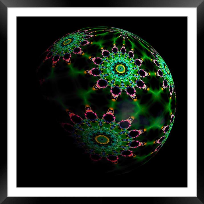 Planet Fractal Framed Mounted Print by Hugh Fathers