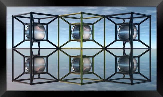  Tesseracts With Spheres II Framed Print by Hugh Fathers