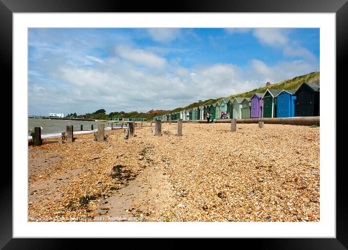 Beach Huts on the Hampshire coast in the South of England Framed Mounted Print by Michael Harper