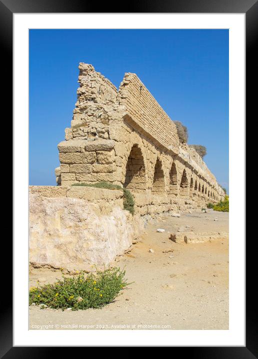 A section of the magnificent ancient Roman aquaduct, where it cr Framed Mounted Print by Michael Harper