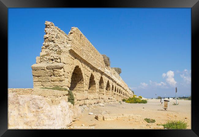 A section of the magnificent ancient Roman aquaduct, where it cr Framed Print by Michael Harper