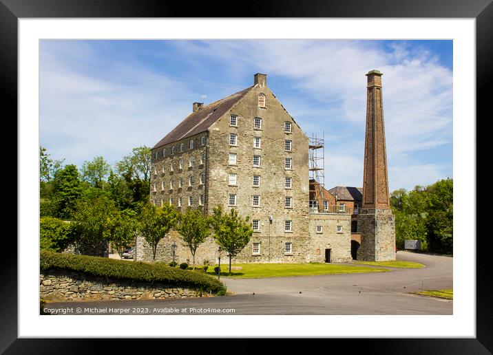 The historic Ballydugan flourmill and chimney stack Framed Mounted Print by Michael Harper