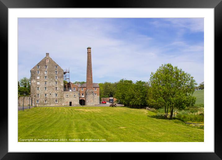 The historic Ballydugan flour mill and chimney stack Framed Mounted Print by Michael Harper