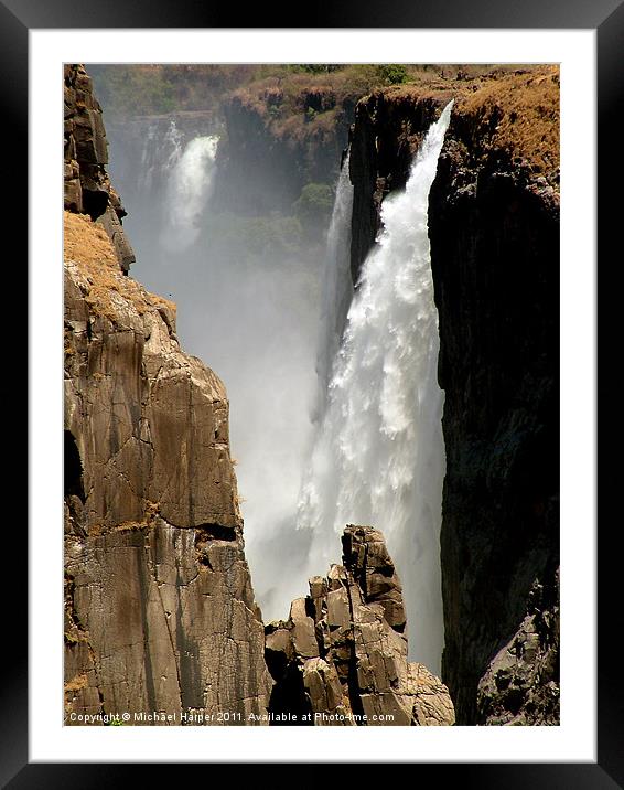 Victoria Falls in the dry season Framed Mounted Print by Michael Harper