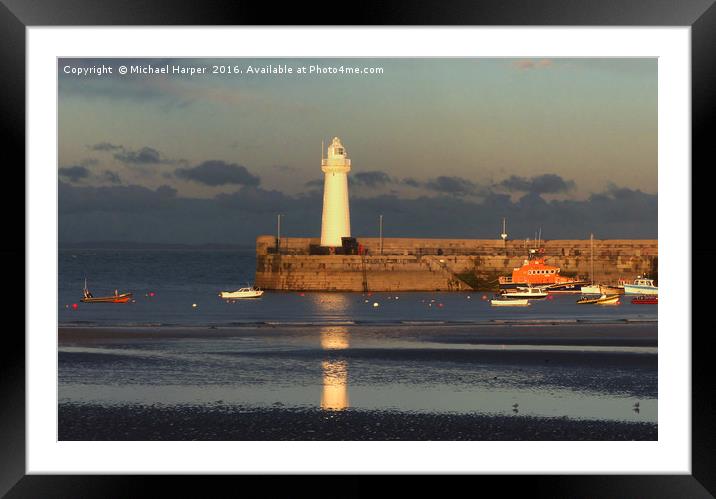 Donaghadee Harbour and Lighthouse Framed Mounted Print by Michael Harper