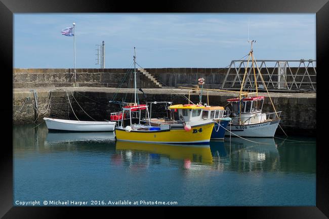 Small Boats in Annalong Harbour Framed Print by Michael Harper
