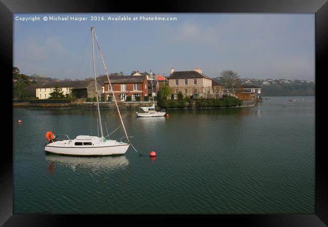 Kinsale Harbor and Marina early  on a sharp and cr Framed Print by Michael Harper