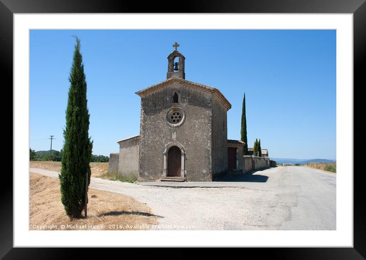 Small church in rural France  Framed Mounted Print by Michael Harper