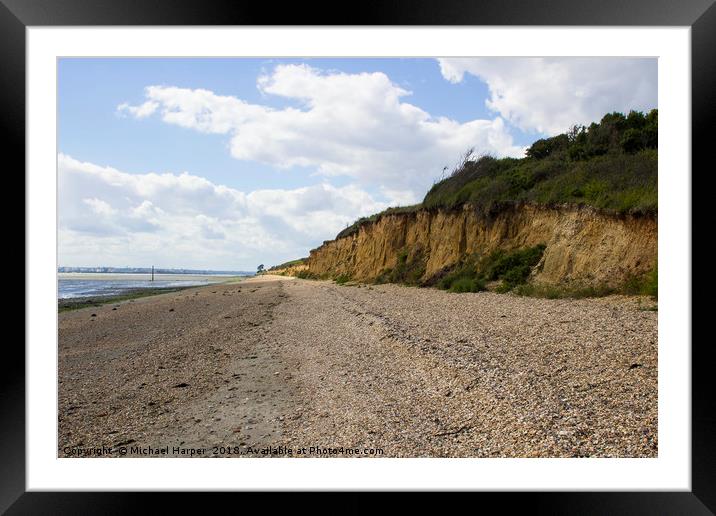 A powdered shell beach and low cliff on Southampto Framed Mounted Print by Michael Harper