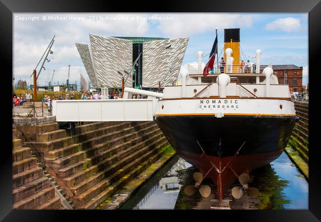 S S Nomadic in Dry dock at Belfast's Titanic Quart Framed Print by Michael Harper