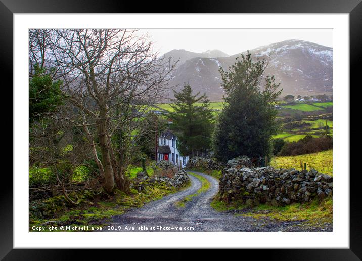 Country House down a lane on the Mourne Mountains Framed Mounted Print by Michael Harper