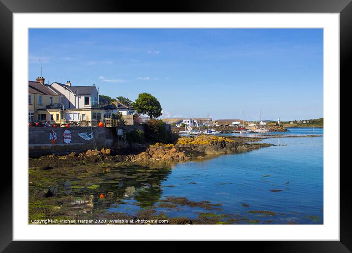 The Waterfront and small marina at the beautiful A Framed Mounted Print by Michael Harper
