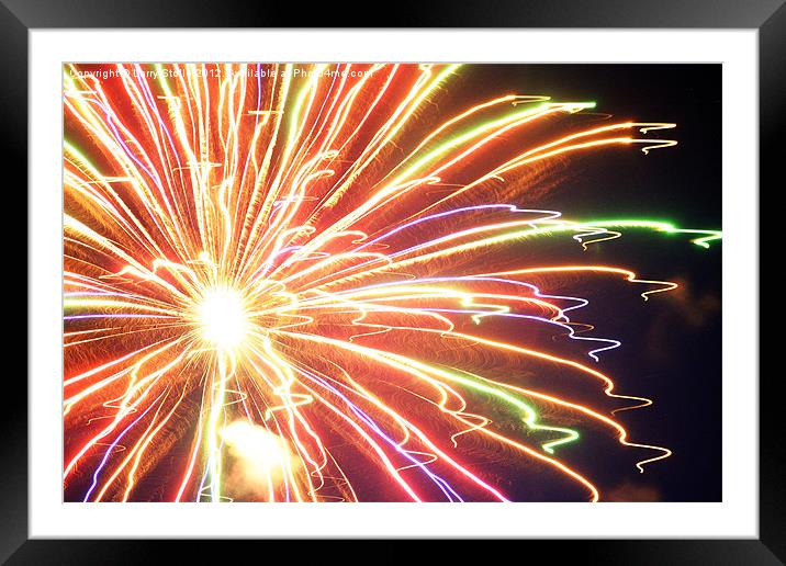 Fourth of July sky in Montana Fireworks Framed Mounted Print by Larry Stolle