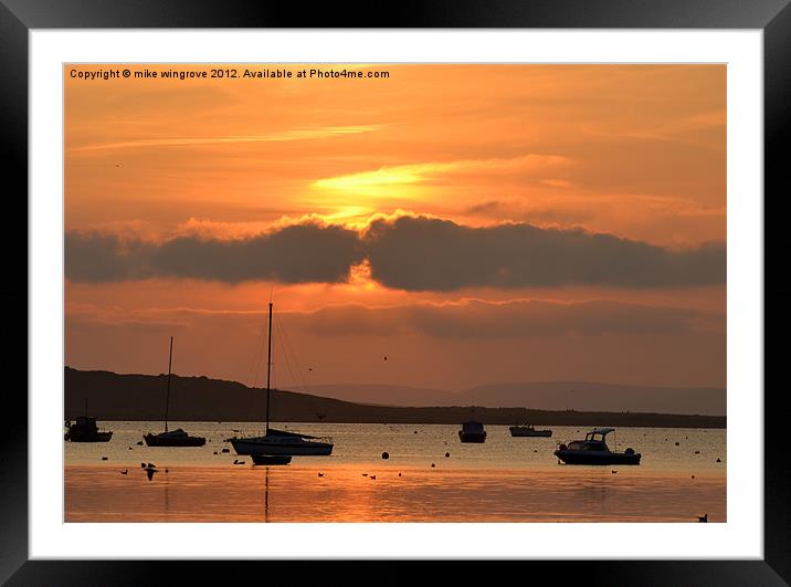 Mudeford Quay Sunset Framed Mounted Print by mike wingrove