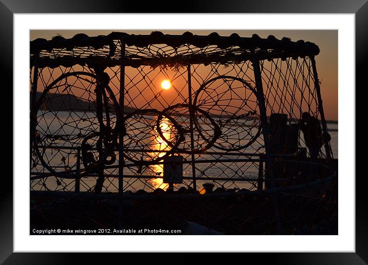 lobster pot sunset Framed Mounted Print by mike wingrove