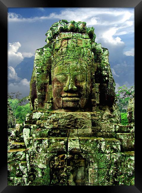 Bayon Temple Stone Faces 4 Framed Print by Mark Sellers