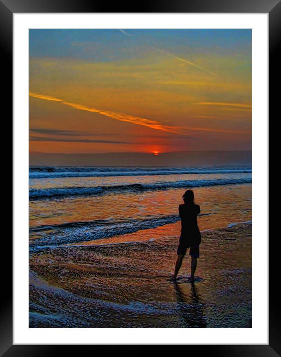 Sunset Silloette Framed Mounted Print by Mark Sellers