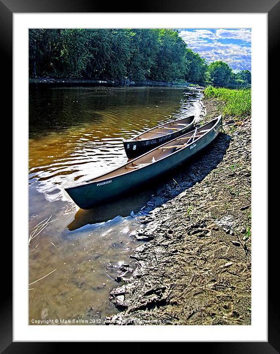 Two Canoes Framed Mounted Print by Mark Sellers