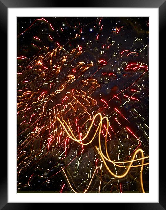 Fireworks Against the Stars Framed Mounted Print by Mark Sellers