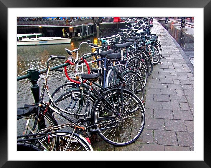 Bike Parking -- Amsterdam in November Framed Mounted Print by Mark Sellers