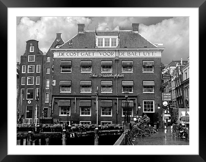 The Grasshopper Hotel -- November in Amsterdam BW Framed Mounted Print by Mark Sellers