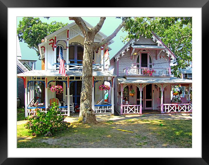 Oak Bluffs Gingerbread Cottages (6) Framed Mounted Print by Mark Sellers