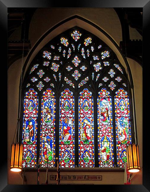 West Stained Glass Window Christ Church Cathedral  Framed Print by Mark Sellers