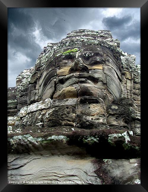Great Stone Face - Bayon Framed Print by Mark Sellers