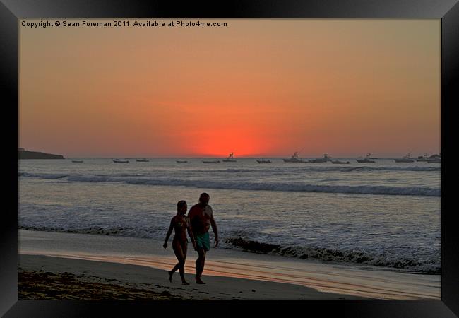 Sunset Beach Walk Framed Print by Sean Foreman