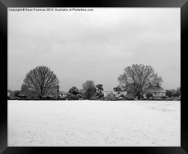 Snowy Fields in Hayes Framed Print by Sean Foreman