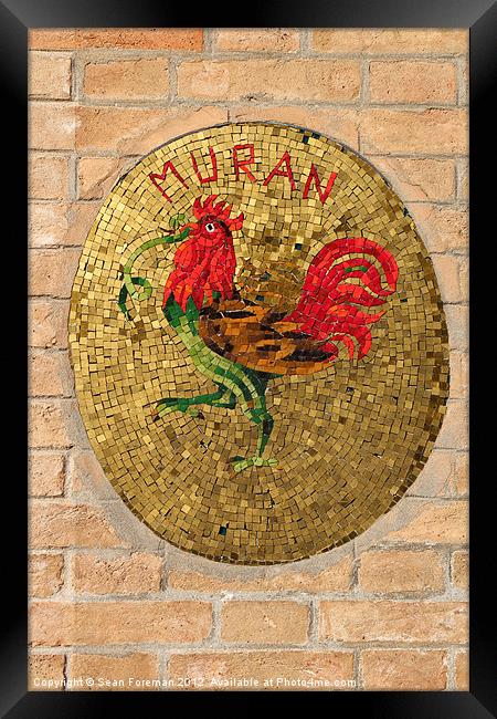 Glass Mosaic Cockerel Framed Print by Sean Foreman