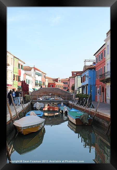 Vibrant Burano Watercolor Framed Print by Sean Foreman