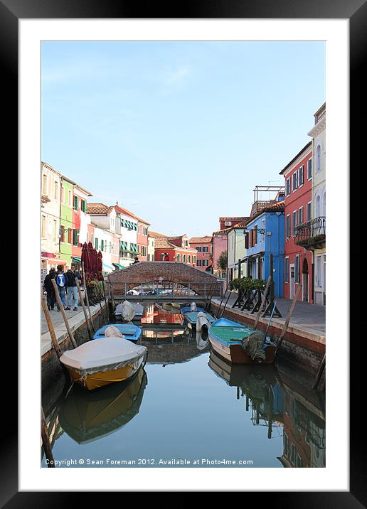 Vibrant Burano Watercolor Framed Mounted Print by Sean Foreman