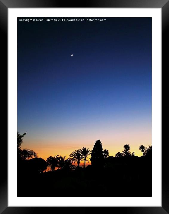  Sunset and moon Framed Mounted Print by Sean Foreman
