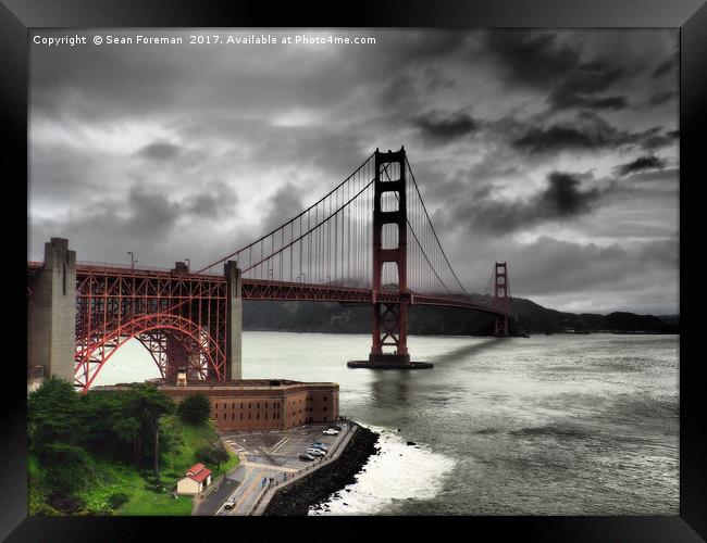 Sunrise Over Golden Gate Bridge Framed Print by Sean Foreman