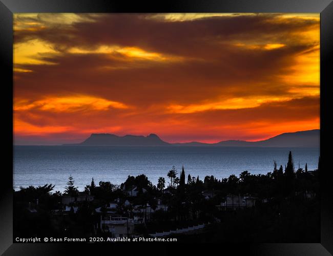 Gibraltar Sunset Framed Print by Sean Foreman