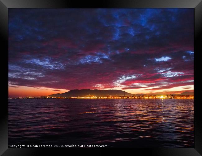 Malaga Sunset Framed Print by Sean Foreman