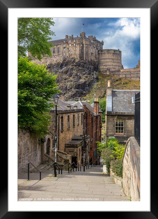 The Vennel Below Edinburgh Castle Framed Mounted Print by Bill Buchan
