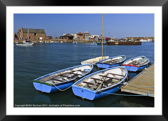 Stonehaven Blue Boats Framed Mounted Print by Bill Buchan