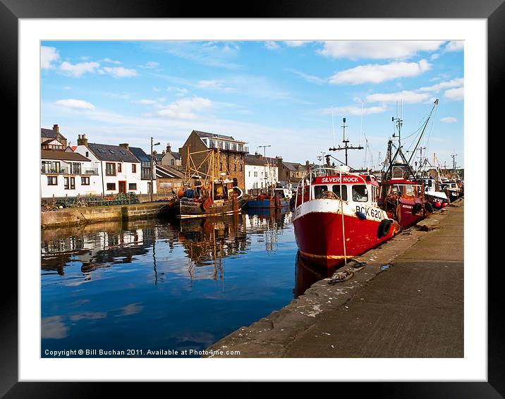 Burghead Harbour Summer Boats Framed Mounted Print by Bill Buchan