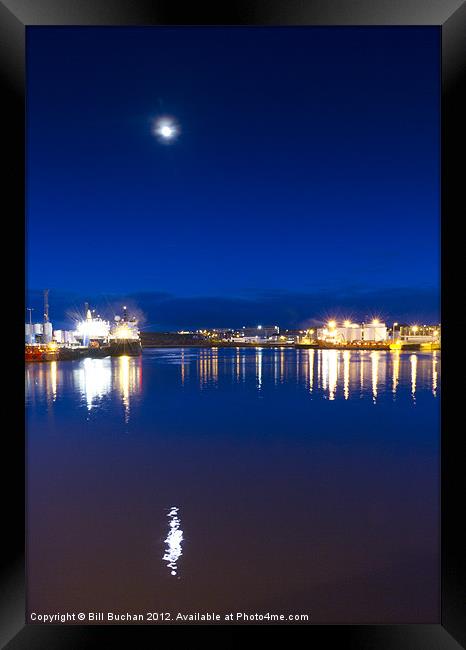 Moon over Aberdeen Harbour Framed Print by Bill Buchan