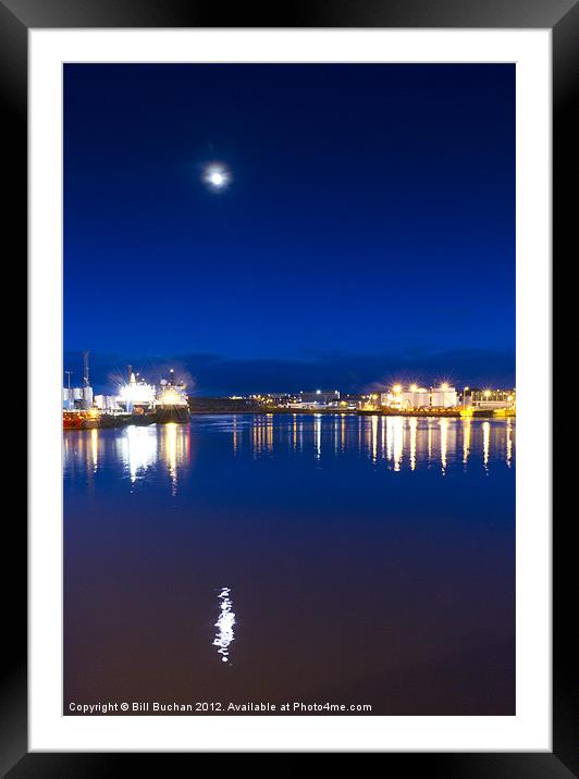 Moon over Aberdeen Harbour Framed Mounted Print by Bill Buchan