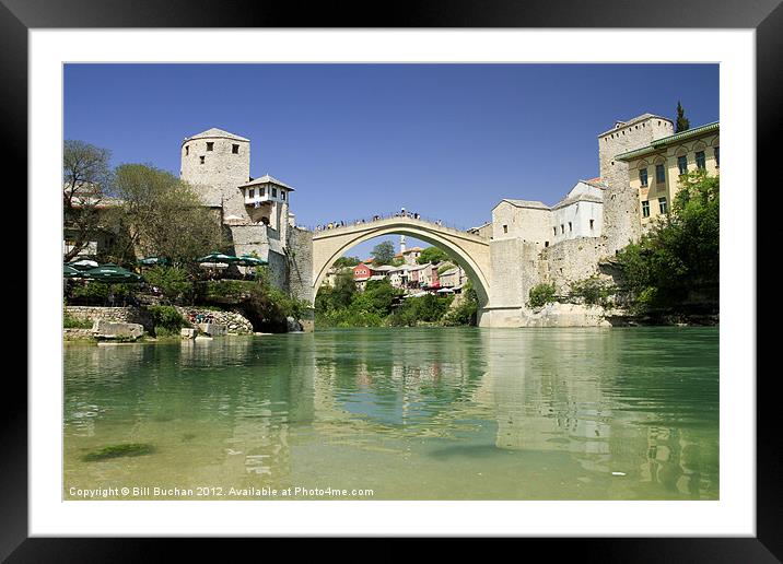 Bridge at Mostar Framed Mounted Print by Bill Buchan