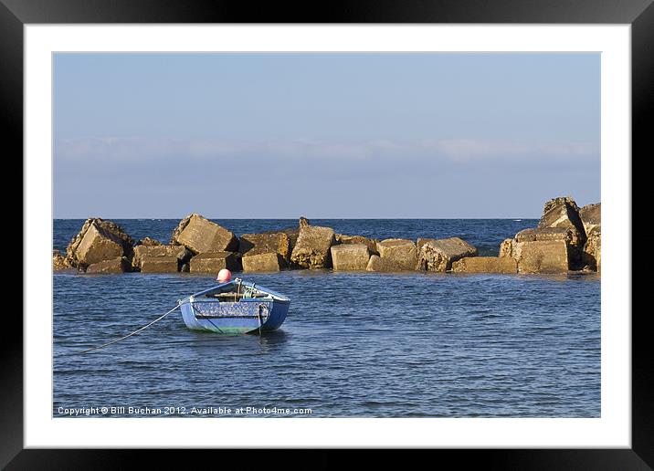 Blue Boat Sea and Sky Framed Mounted Print by Bill Buchan