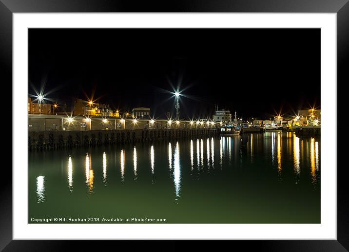 Peterhead Harbour Night Photo Framed Mounted Print by Bill Buchan