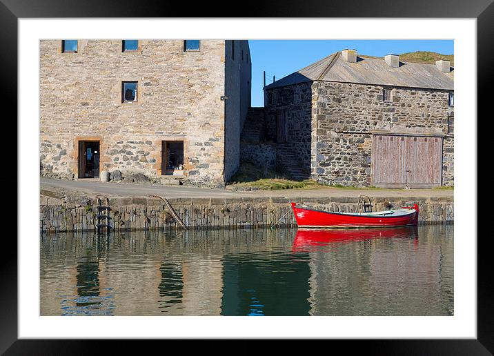 Portsoy Red Boat Framed Mounted Print by Bill Buchan